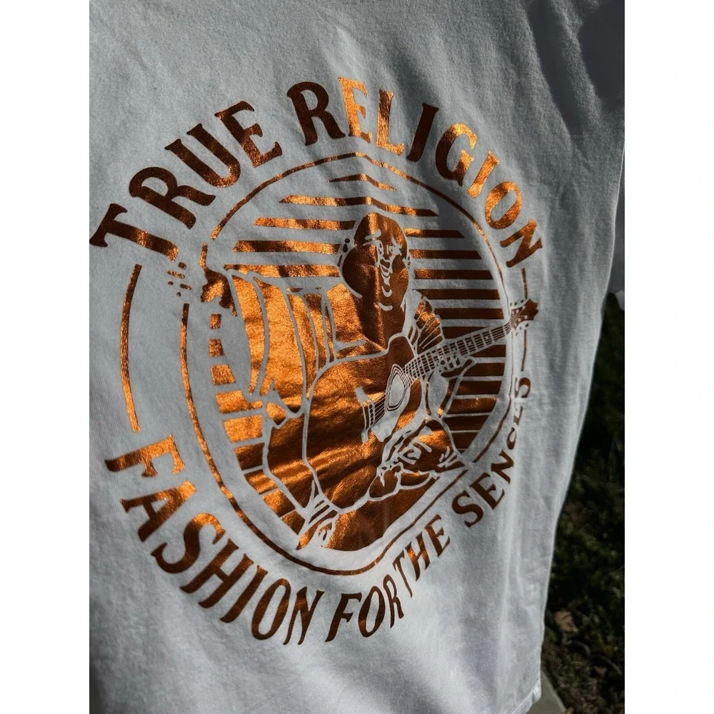 New TRUE RELIGION MEN Hitch Hike Buddah CREW NECK SHORT SLEEVE T-SHIRT  M Medium
